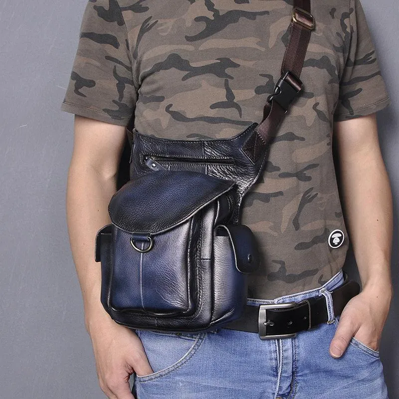 Leather Men Belt Pouch Thigh Bag Drop Leg Bag Biker Waist Purse Side Belt Bag for Men
