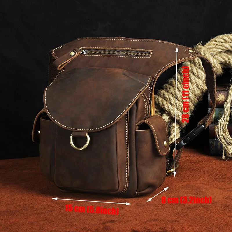 Leather Men Belt Pouch Thigh Bag Drop Leg Bag Biker Waist Purse Side Belt Bag for Men