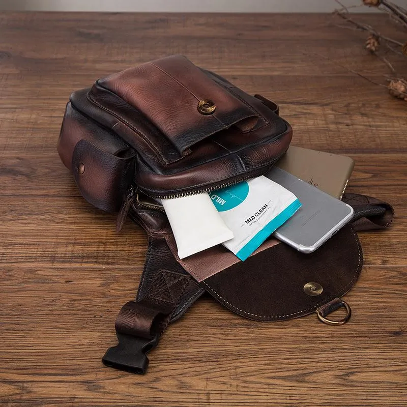 Leather Men Belt Pouch Thigh Bag Drop Leg Bag Biker Waist Purse Side Belt Bag for Men