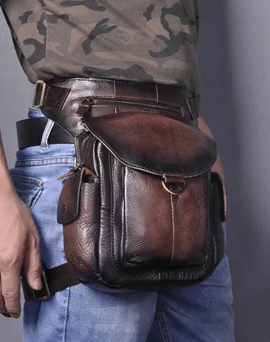 Leather Men Belt Pouch Thigh Bag Drop Leg Bag Biker Waist Purse Side Belt Bag for Men