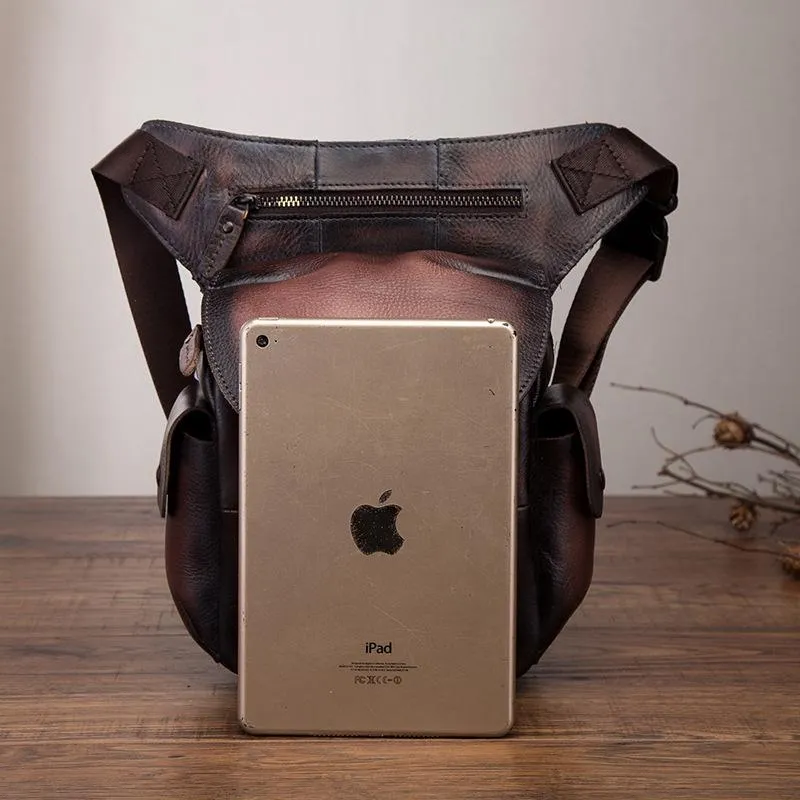Leather Men Belt Pouch Thigh Bag Drop Leg Bag Biker Waist Purse Side Belt Bag for Men
