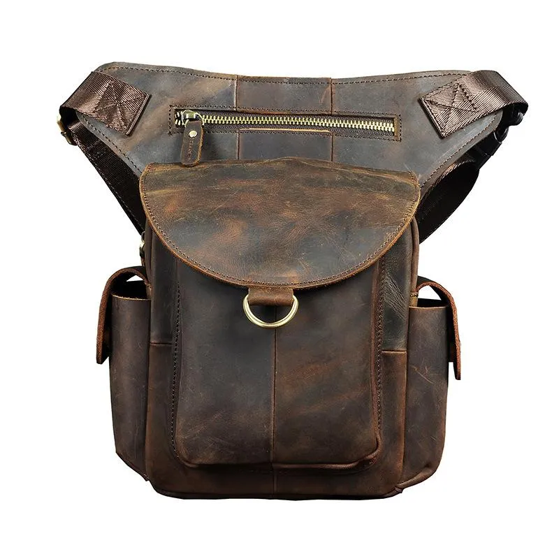 Leather Men Belt Pouch Thigh Bag Drop Leg Bag Biker Waist Purse Side Belt Bag for Men