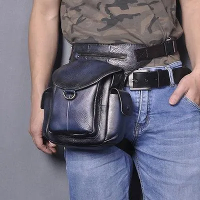 Leather Men Belt Pouch Thigh Bag Drop Leg Bag Biker Waist Purse Side Belt Bag for Men