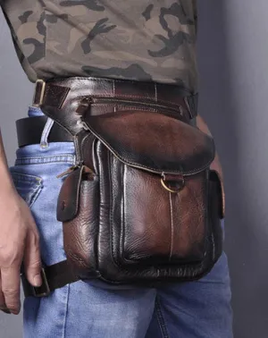 Leather Men Belt Pouch Thigh Bag Drop Leg Bag Biker Waist Purse Side Belt Bag for Men