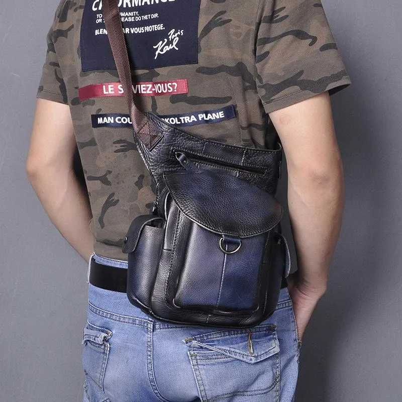Leather Men Belt Pouch Thigh Bag Drop Leg Bag Biker Waist Purse Side Belt Bag for Men
