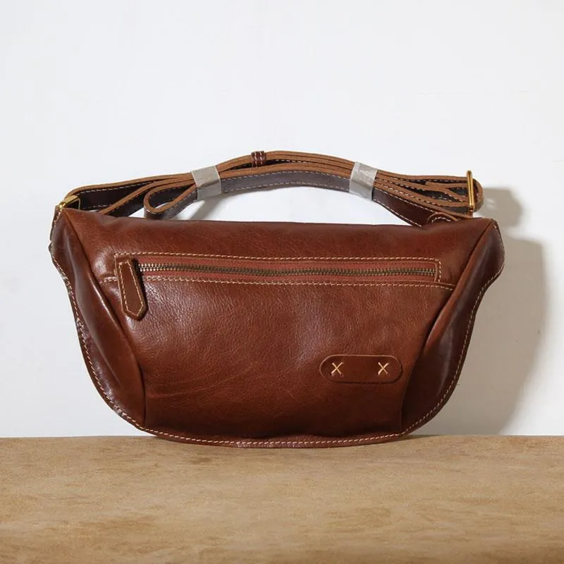 Leather Men Fanny Pack Small Waist Bag Hip Pack Belt Bag Bumbag for Men