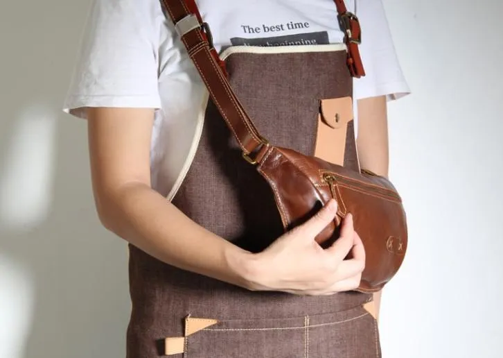 Leather Men Fanny Pack Small Waist Bag Hip Pack Belt Bag Bumbag for Men