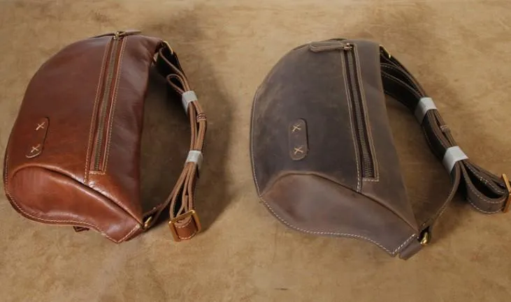 Leather Men Fanny Pack Small Waist Bag Hip Pack Belt Bag Bumbag for Men
