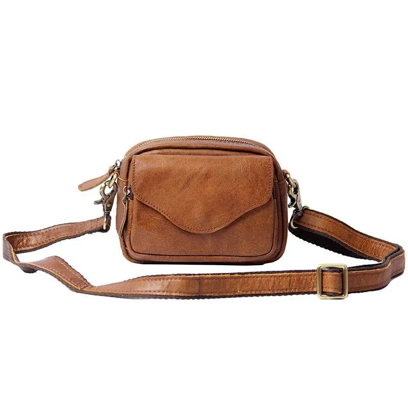Leather Mens Belt Pouch Small Cases Waist Bags Belt Bag Shoulder Bag for Men