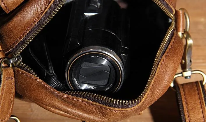 Leather Mens Belt Pouch Small Cases Waist Bags Belt Bag Shoulder Bag for Men