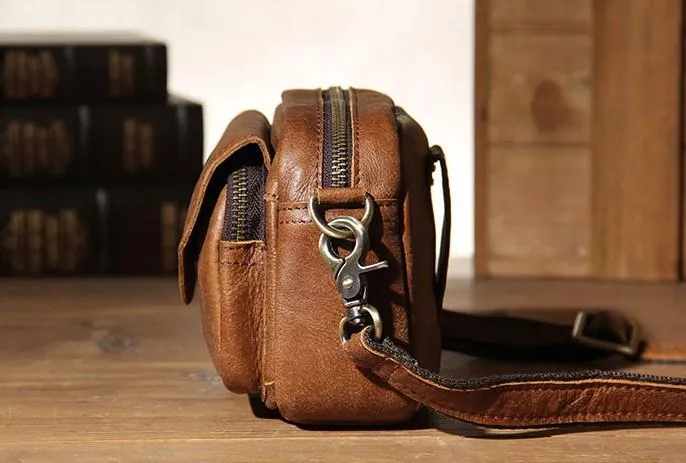 Leather Mens Belt Pouch Small Cases Waist Bags Belt Bag Shoulder Bag for Men