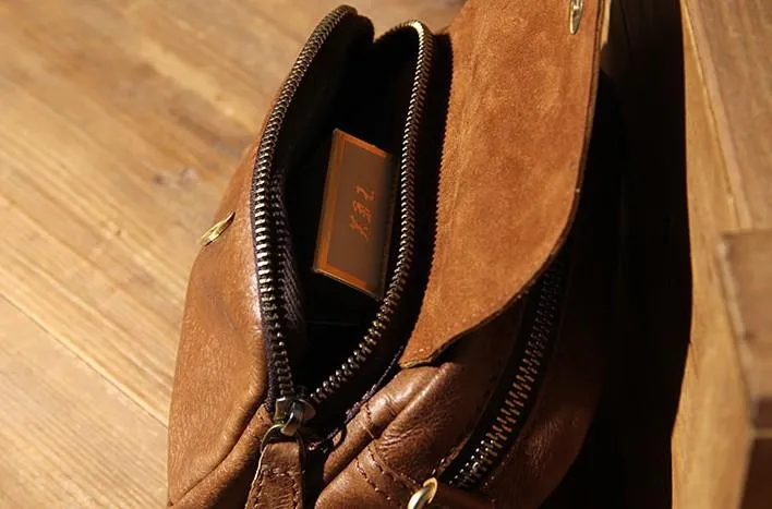 Leather Mens Belt Pouch Small Cases Waist Bags Belt Bag Shoulder Bag for Men