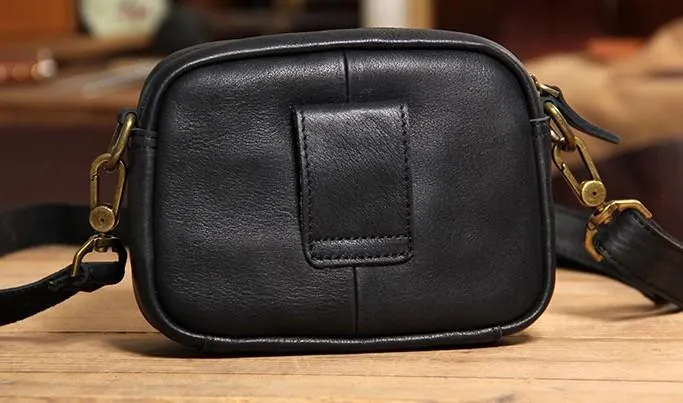 Leather Mens Belt Pouch Small Cases Waist Bags Belt Bag Shoulder Bag for Men