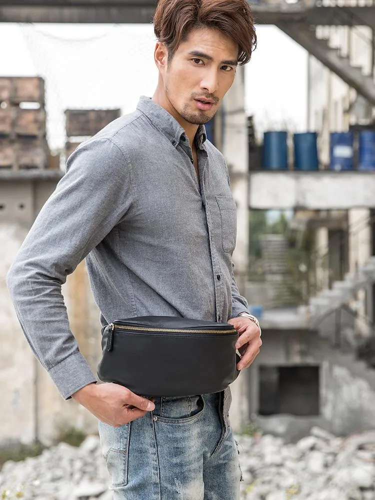 Leather Mens FANNY PACK MENS WAIST BAG HIP PACK BELT BAG FOR MEN