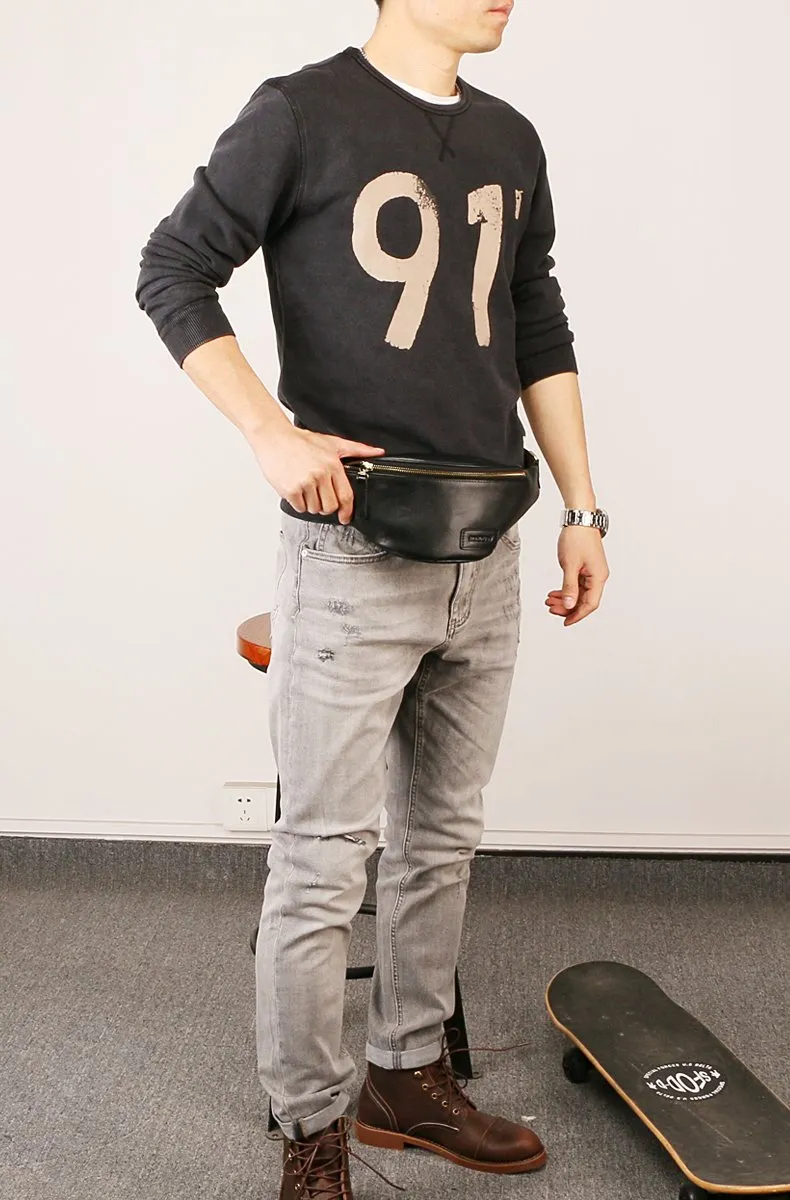 Leather Mens FANNY PACK MENS WAIST BAG HIP PACK BELT BAG FOR MEN