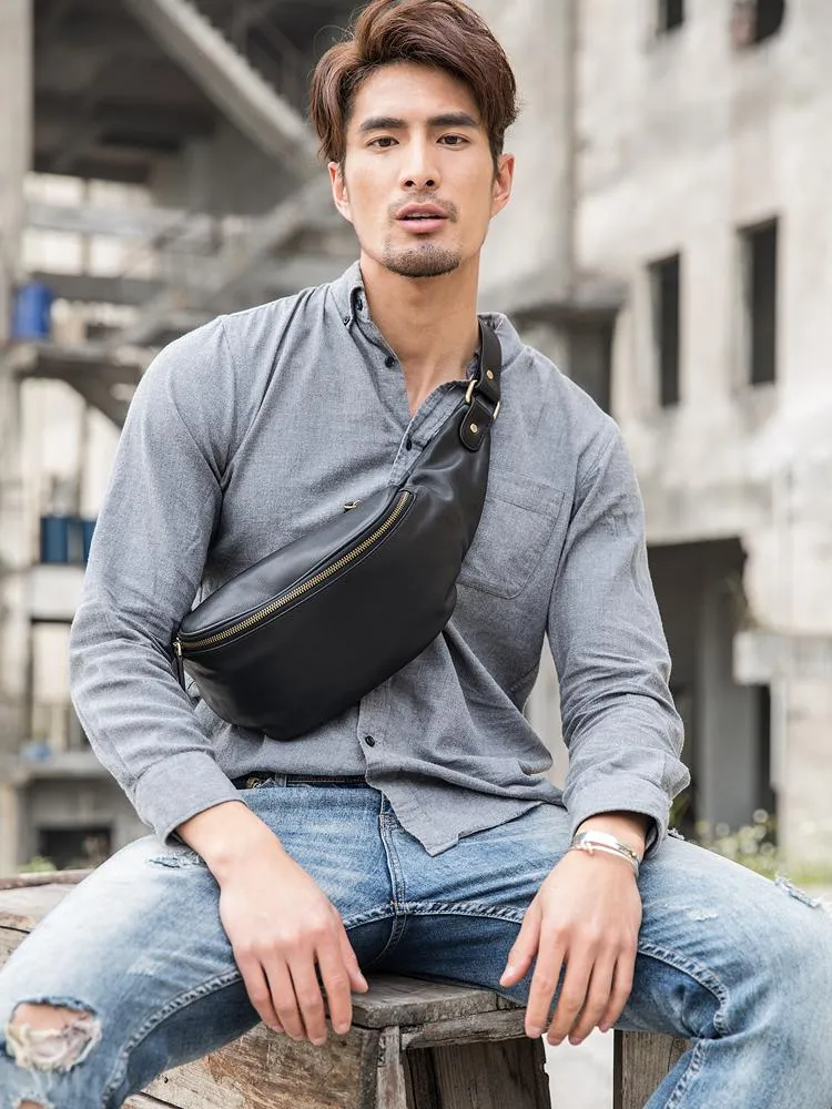 Leather Mens FANNY PACK MENS WAIST BAG HIP PACK BELT BAG FOR MEN