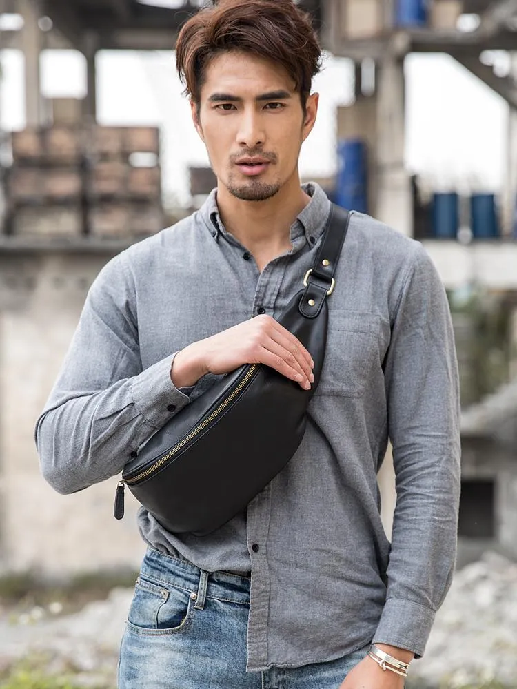 Leather Mens FANNY PACK MENS WAIST BAG HIP PACK BELT BAG FOR MEN