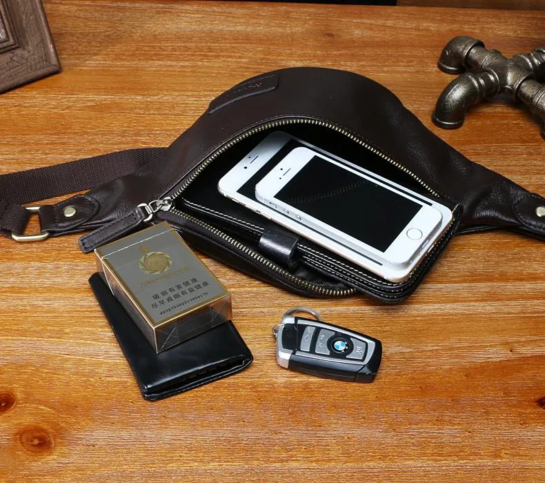 Leather Mens FANNY PACK MENS WAIST BAG HIP PACK BELT BAG FOR MEN