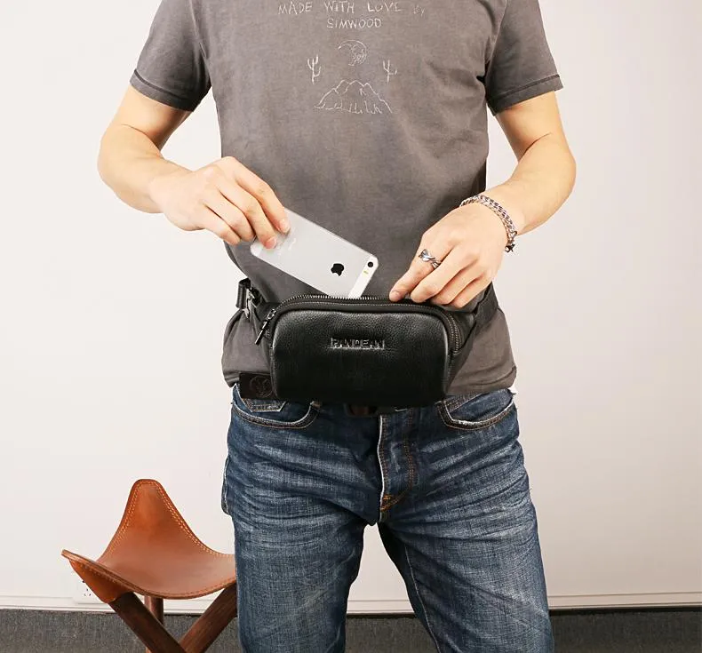 Leather Mens FANNY PACK MENS WAIST BAG HIP PACK BELT BAG FOR MEN