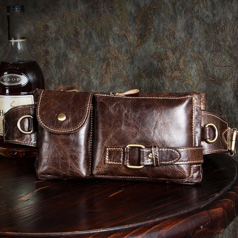 Leather Mens Fanny Pack Waist Bag Hip Pack Belt Bag Bumbag for Men
