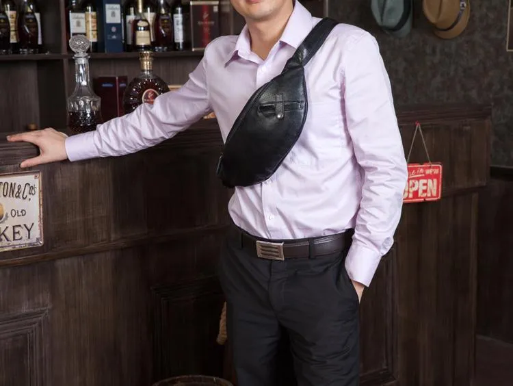 Leather Mens Fanny Pack Waist Bag Hip Pack Belt Bag Bumbag for Men