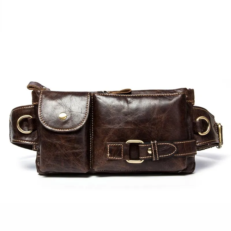 Leather Mens Fanny Pack Waist Bag Hip Pack Belt Bag Bumbag for Men