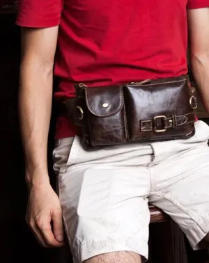 Leather Mens Fanny Pack Waist Bag Hip Pack Belt Bag Bumbag for Men