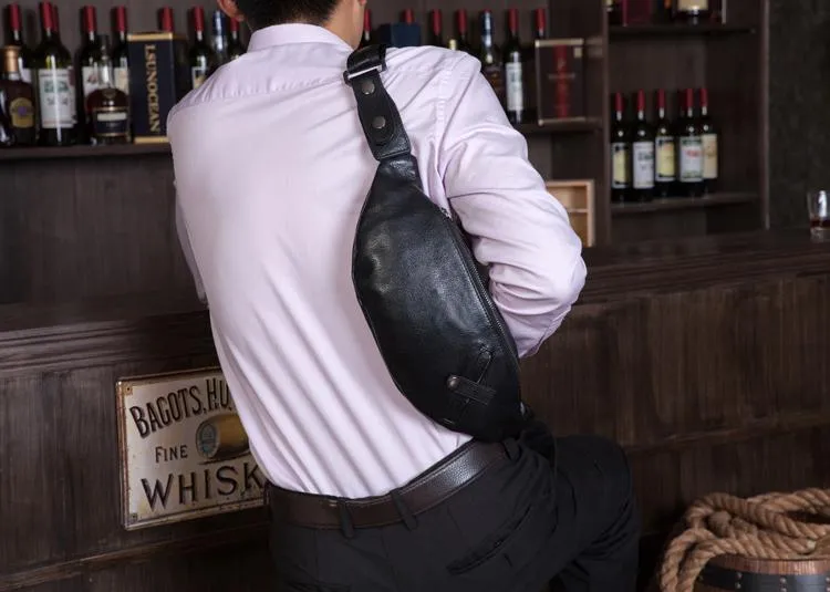 Leather Mens Fanny Pack Waist Bag Hip Pack Belt Bag Bumbag for Men