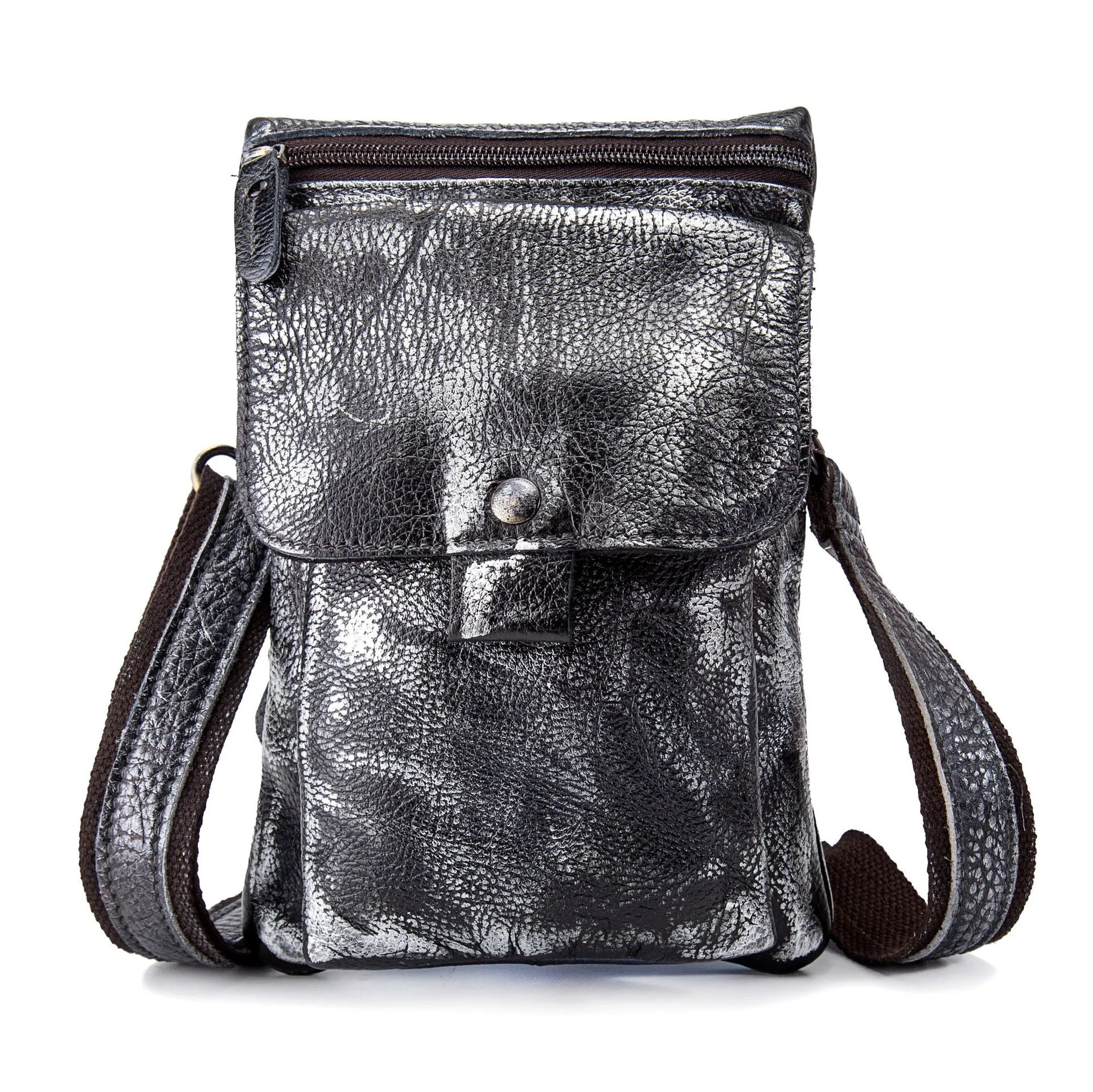 Leather Mens Small Side Bag COURIER BAG Waist Bag Holster Belt Case Belt Pouch for Men