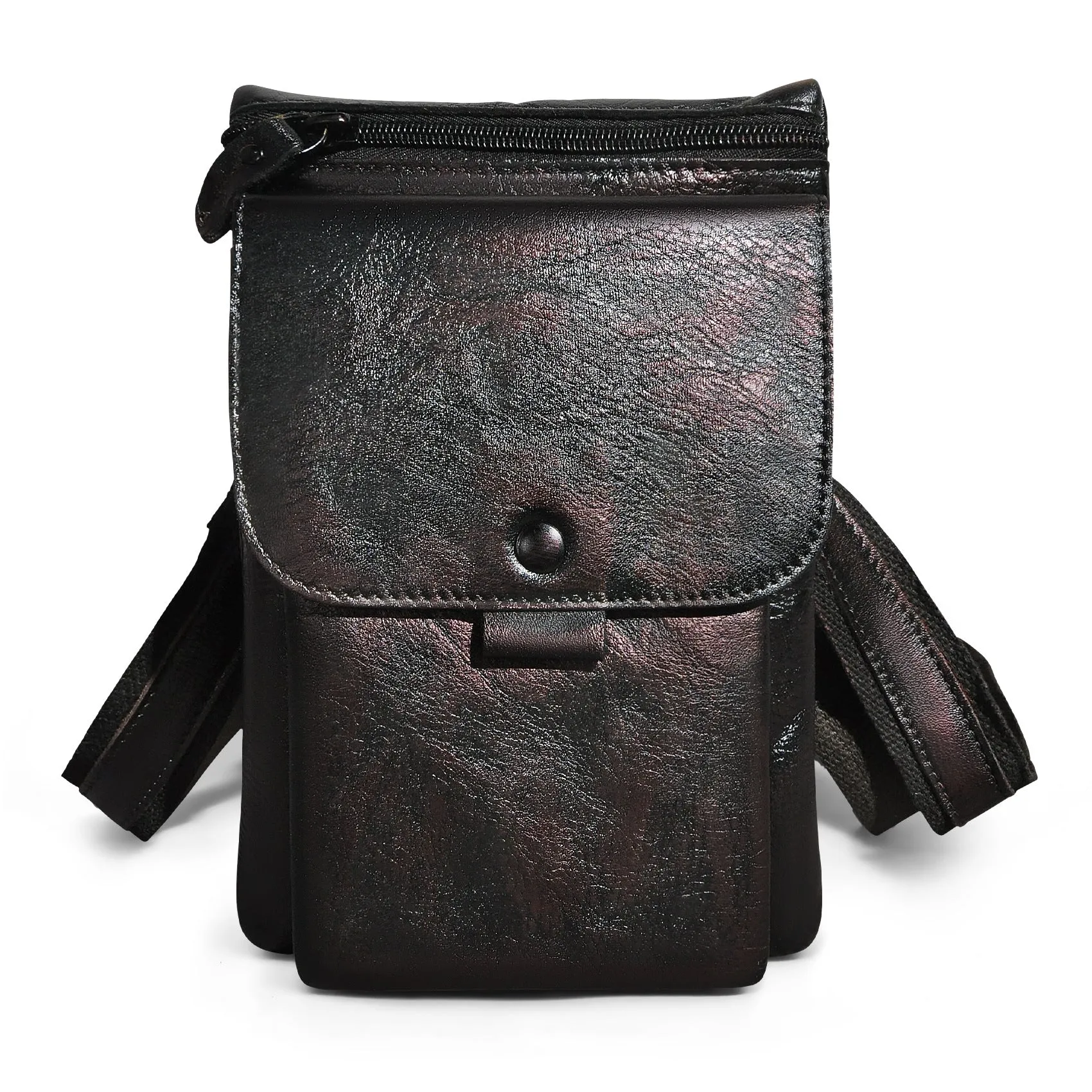 Leather Mens Small Side Bag COURIER BAG Waist Bag Holster Belt Case Belt Pouch for Men