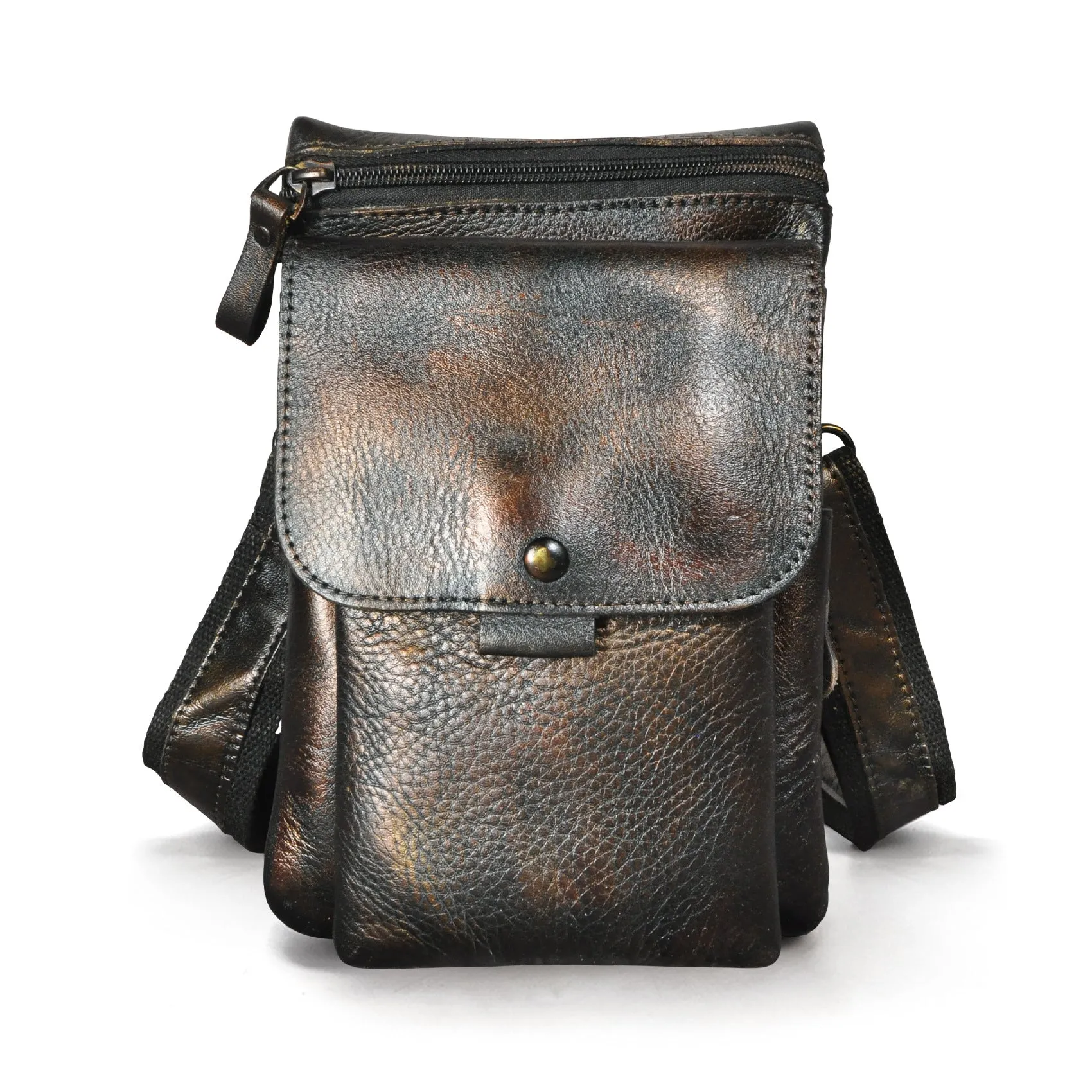 Leather Mens Small Side Bag COURIER BAG Waist Bag Holster Belt Case Belt Pouch for Men
