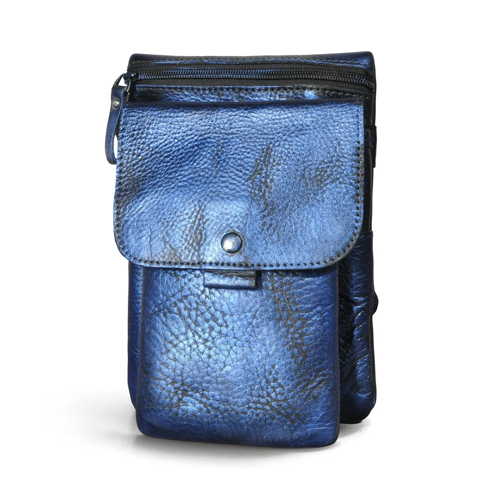 Leather Mens Small Side Bag COURIER BAG Waist Bag Holster Belt Case Belt Pouch for Men