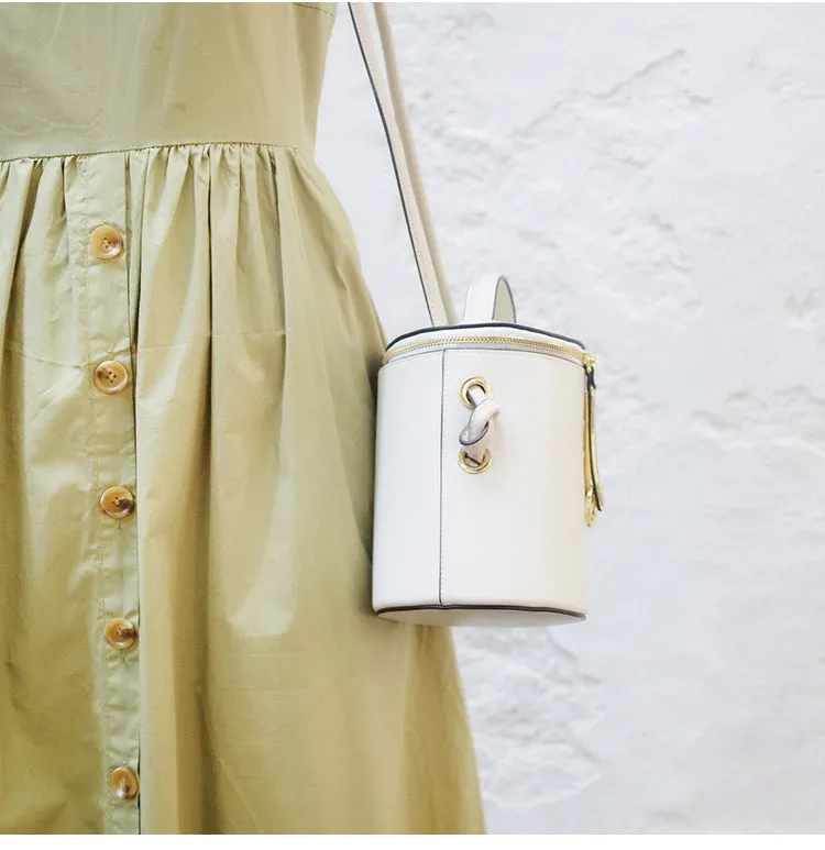 Leather Women Barrel Handbag Bucket Bag Shoulder Bag For Women
