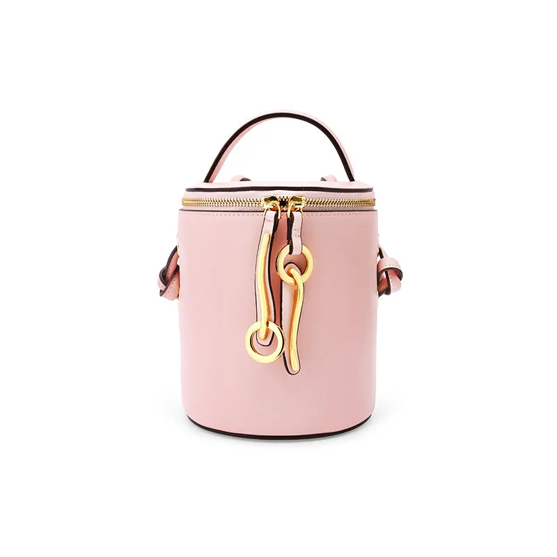 Leather Women Barrel Handbag Bucket Bag Shoulder Bag For Women