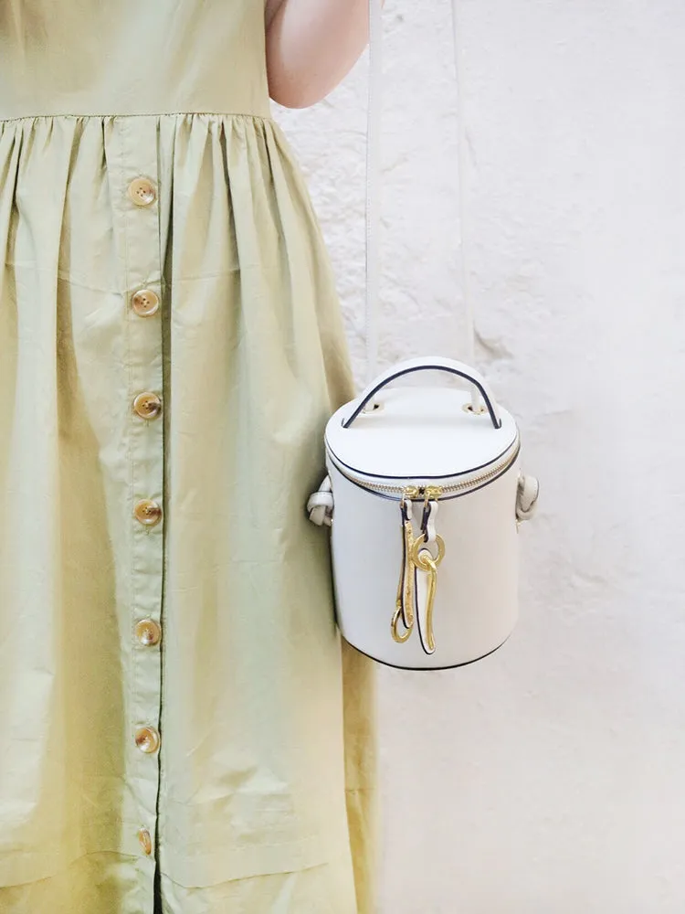 Leather Women Barrel Handbag Bucket Bag Shoulder Bag For Women