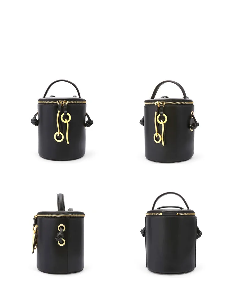 Leather Women Barrel Handbag Bucket Bag Shoulder Bag For Women
