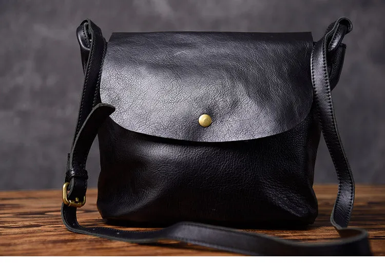 Leather Women Bucket Bag Black Shoulder Bag For Women