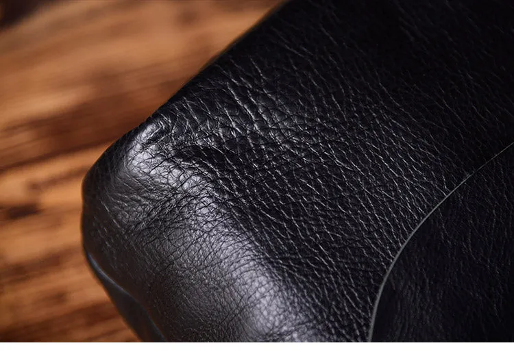 Leather Women Bucket Bag Black Shoulder Bag For Women