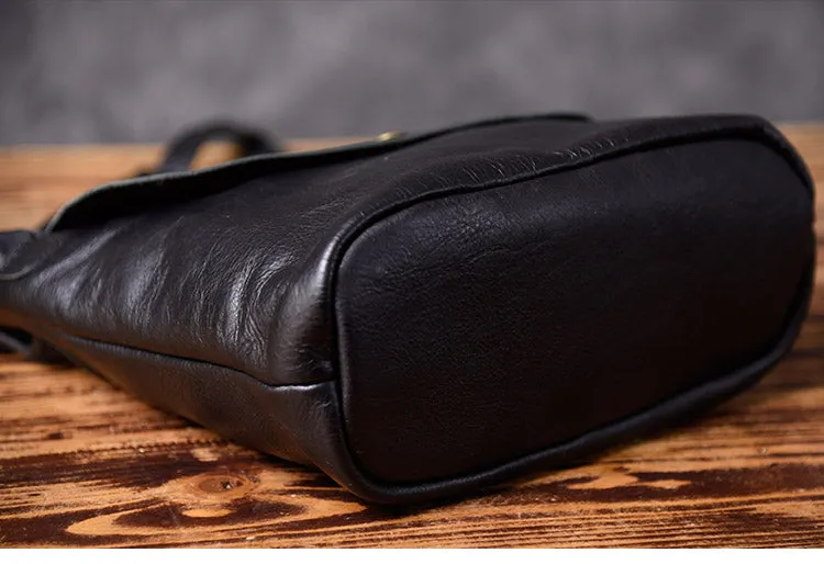 Leather Women Bucket Bag Black Shoulder Bag For Women