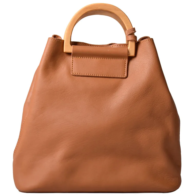 Leather Women Bucket Bag Handbag Shoulder Bag For Women with Tassels