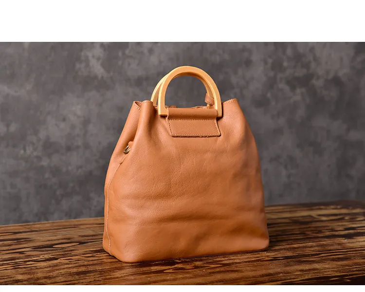 Leather Women Bucket Bag Handbag Shoulder Bag For Women with Tassels