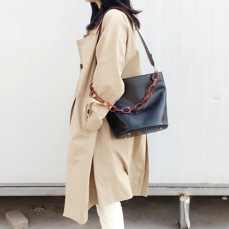 LEATHER WOMENs Black Bucket Purse SHOULDER BAG FOR WOMEN
