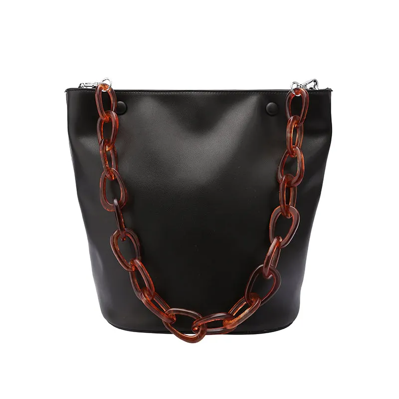 LEATHER WOMENs Black Bucket Purse SHOULDER BAG FOR WOMEN