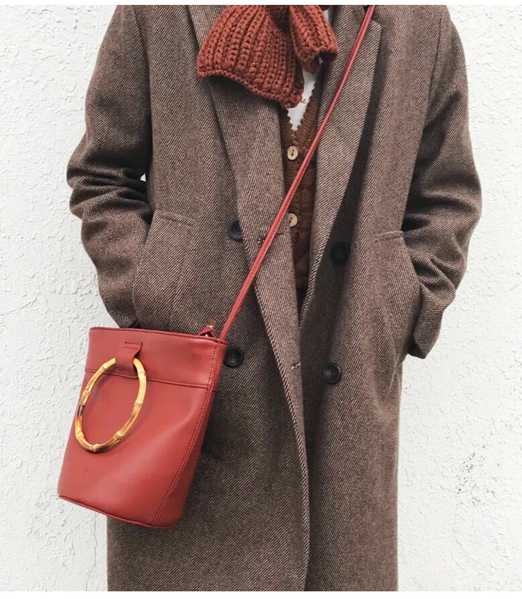 LEATHER WOMENs Bucket Purse Handbag SHOULDER BAG FOR WOMEN