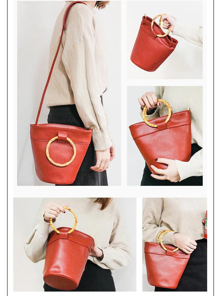 LEATHER WOMENs Bucket Purse Handbag SHOULDER BAG FOR WOMEN