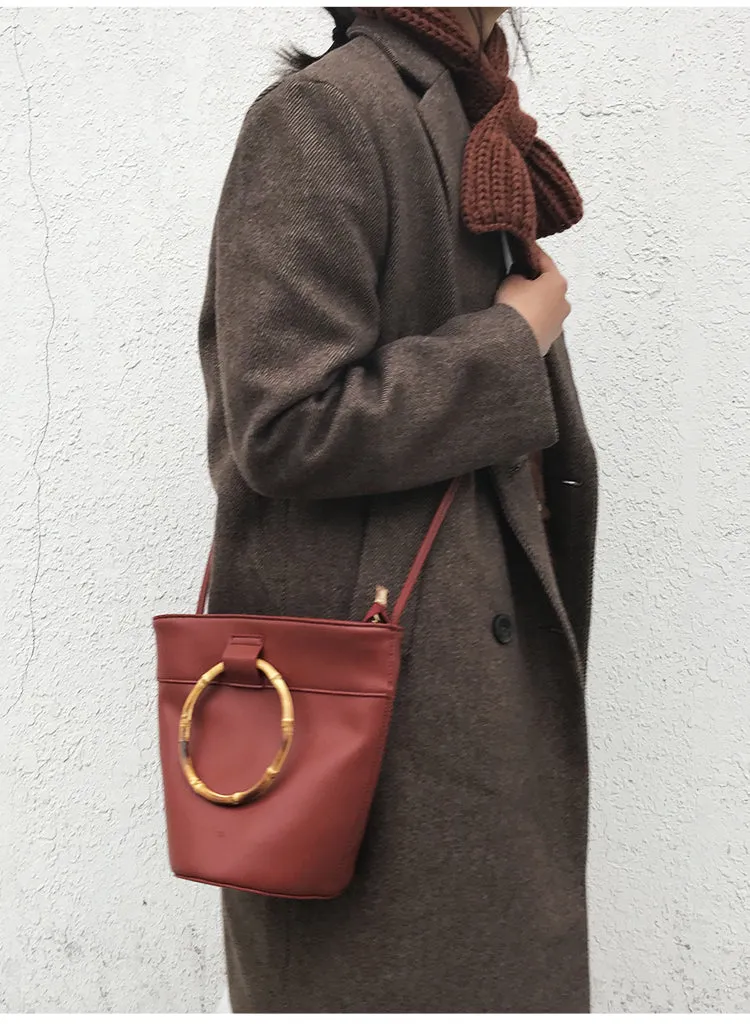 LEATHER WOMENs Bucket Purse Handbag SHOULDER BAG FOR WOMEN