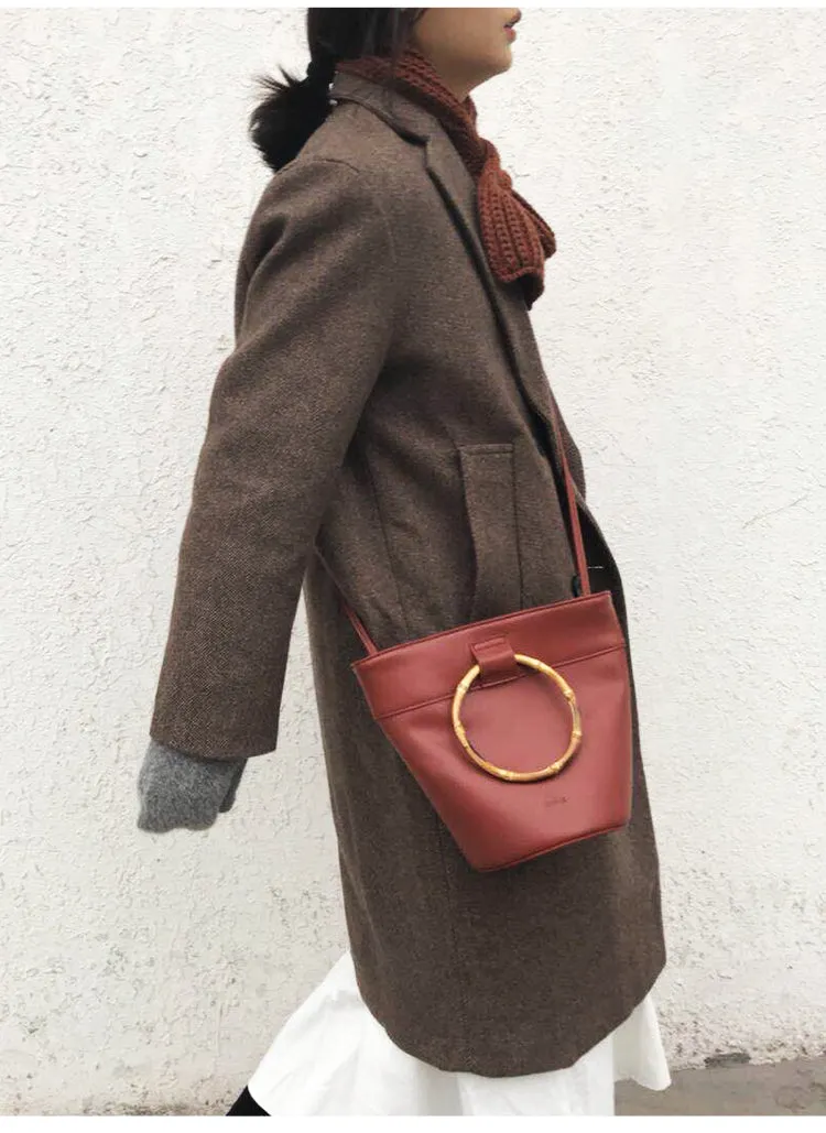 LEATHER WOMENs Bucket Purse Handbag SHOULDER BAG FOR WOMEN