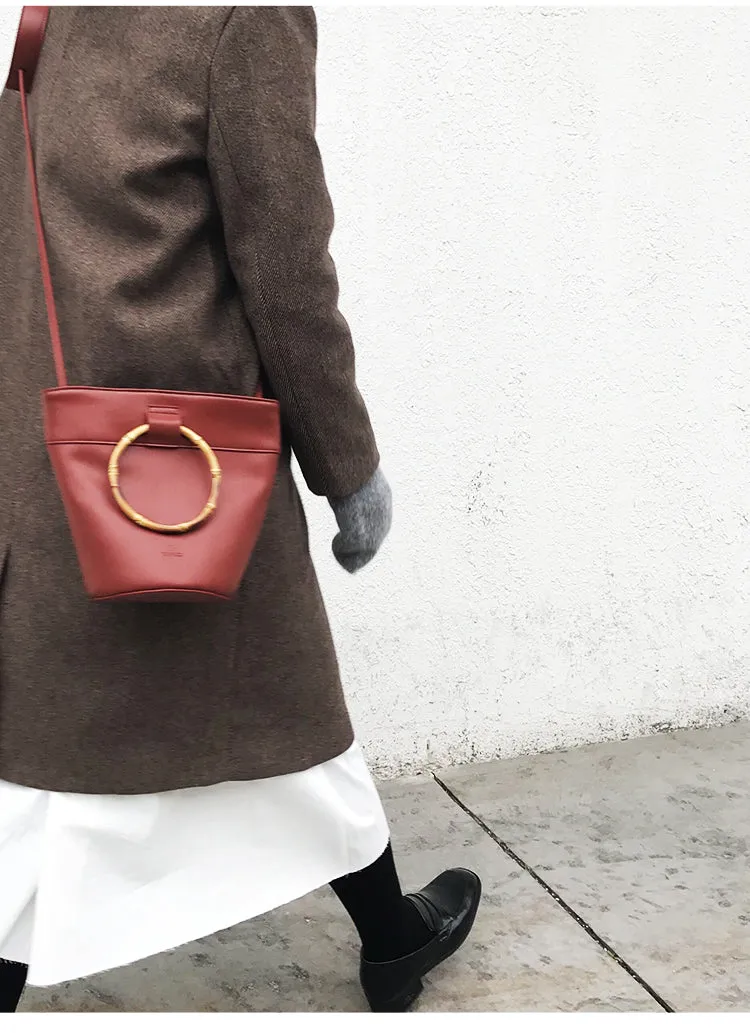 LEATHER WOMENs Bucket Purse Handbag SHOULDER BAG FOR WOMEN