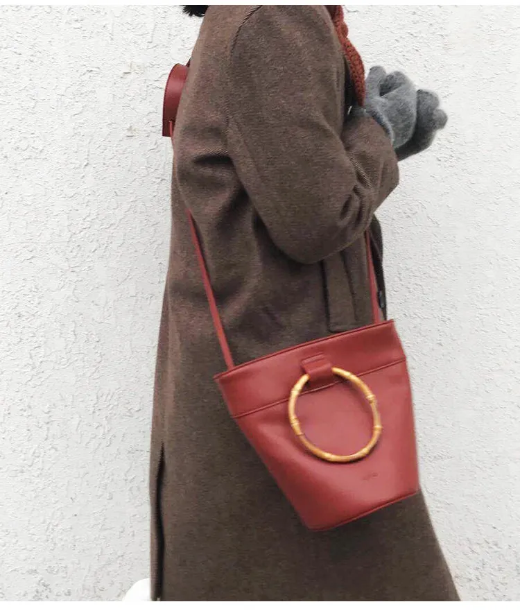 LEATHER WOMENs Bucket Purse Handbag SHOULDER BAG FOR WOMEN