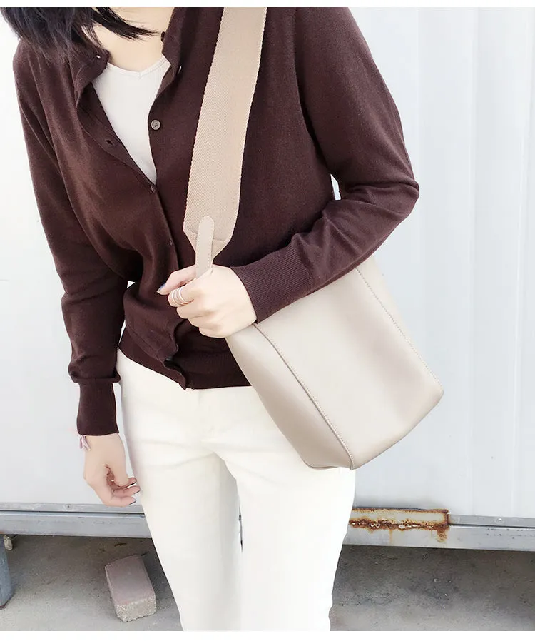 Leather Womens Tote Bucket Bags Work Bag Shoulder Bag For Women